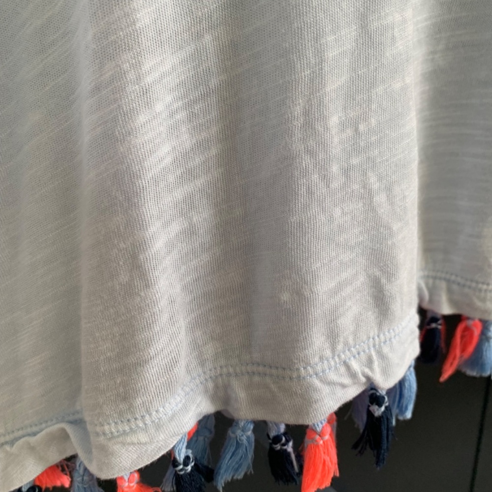 Michael Stars Light Blue Tank Top with Multi-color Tassel Detail - Picture 4 of 4